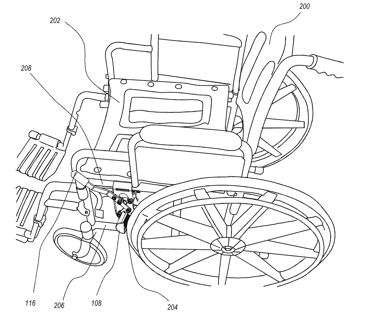 Powered wheelchair, wheelchair powering device and method