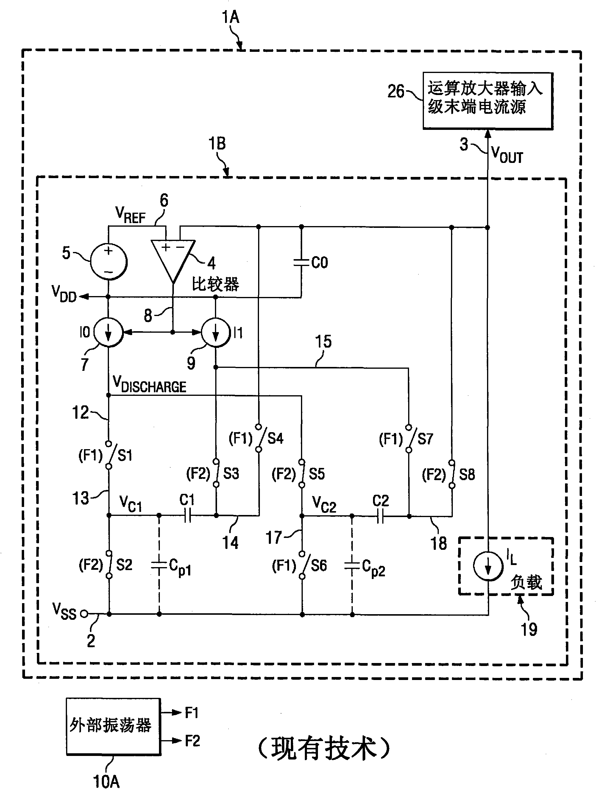 Self-oscillating regulated low-ripple charge pump and method