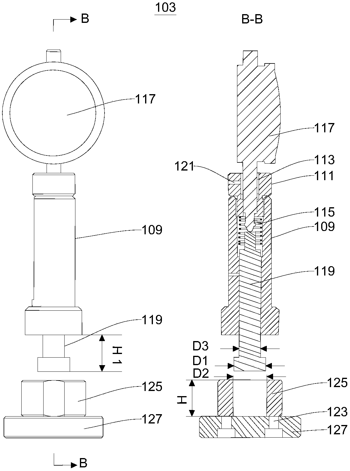 Straight hole internal O-type groove depth detecting device