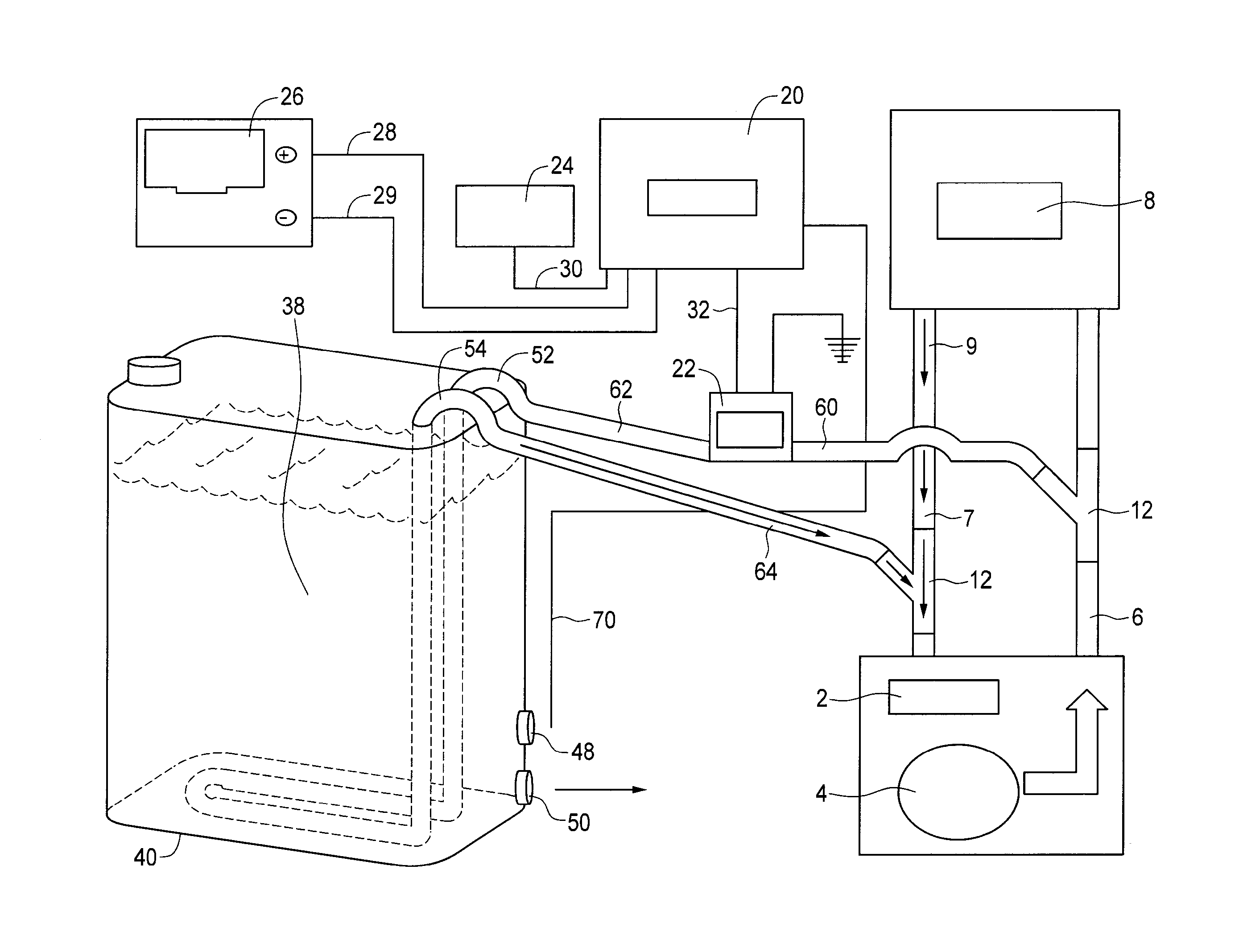 Windshield washer fluid heating apparatus, control system, and method of using same