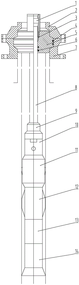 Hanging and tensioning device, production tubular column and tensioning and tie-back method of coiled tubing