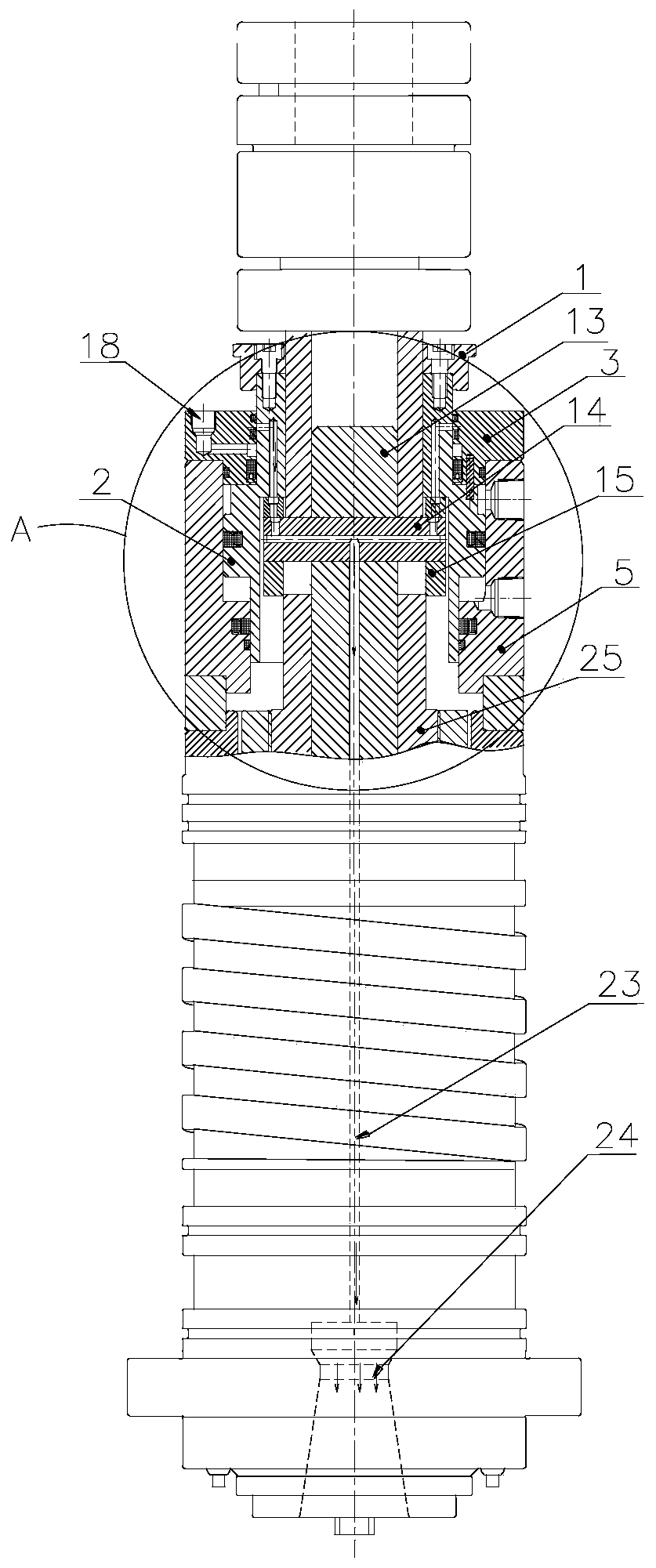 Tool changing oil cylinder mechanism and tool changing mechanism for machining center main shaft