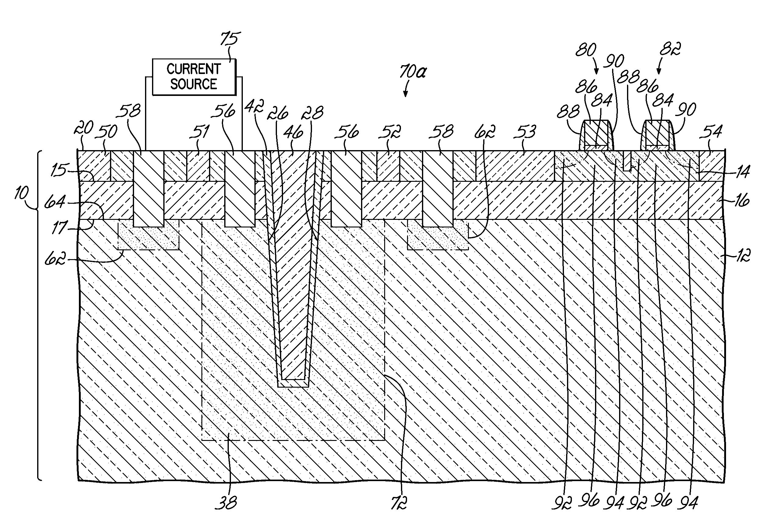 Trench generated device structures and design structures for radiofrequency and bicmos integrated circuits