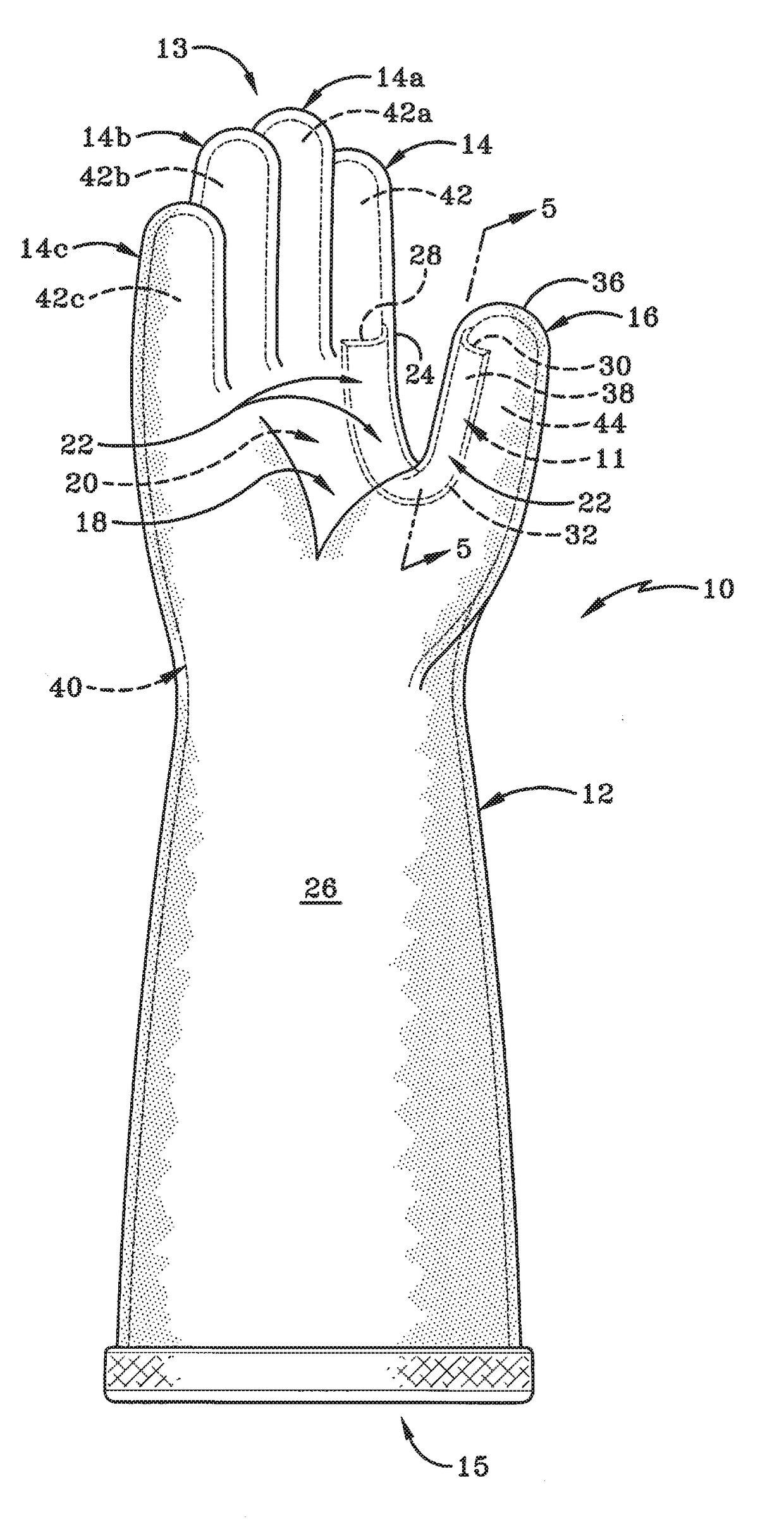 Protective device for use with a glove