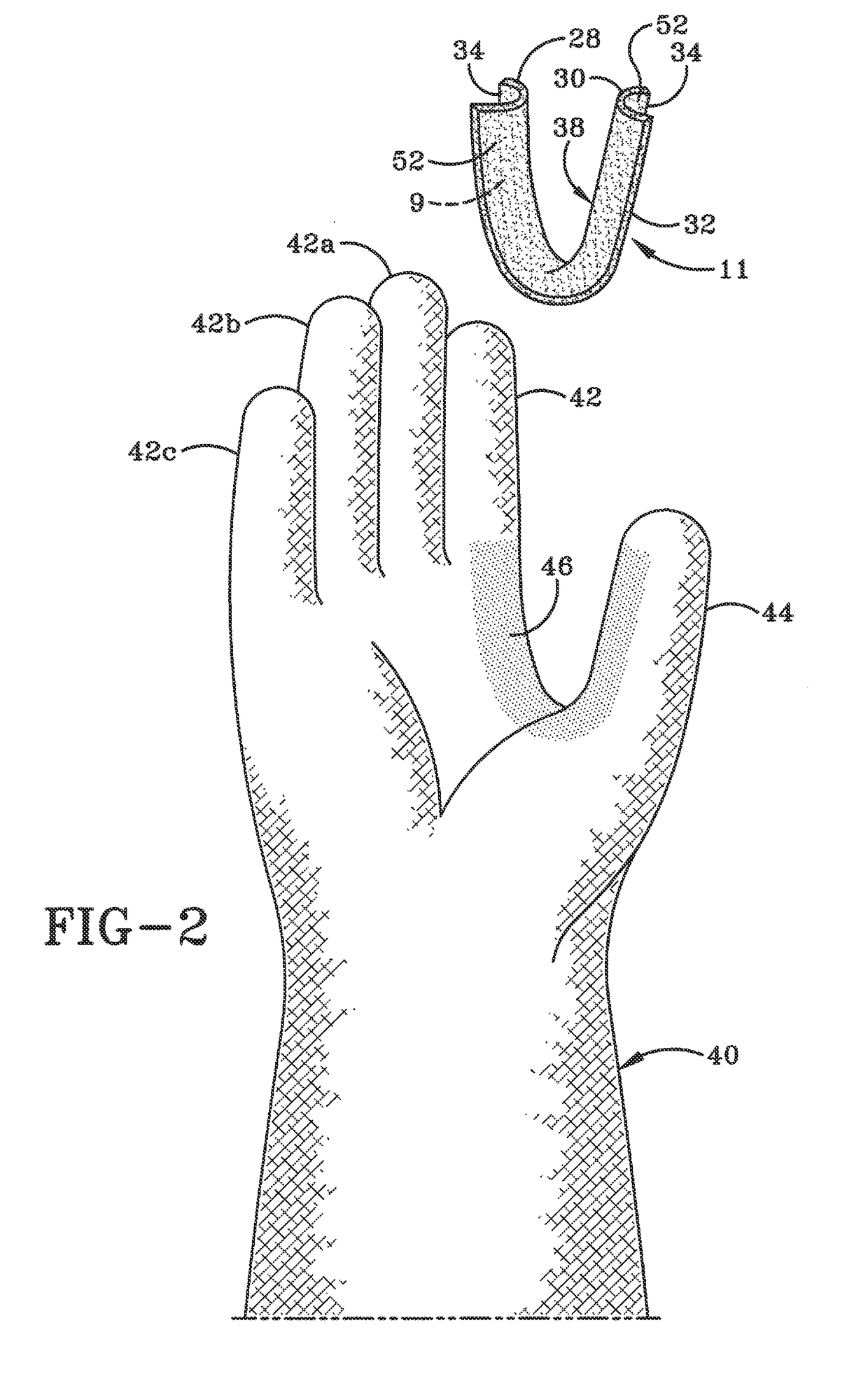 Protective device for use with a glove