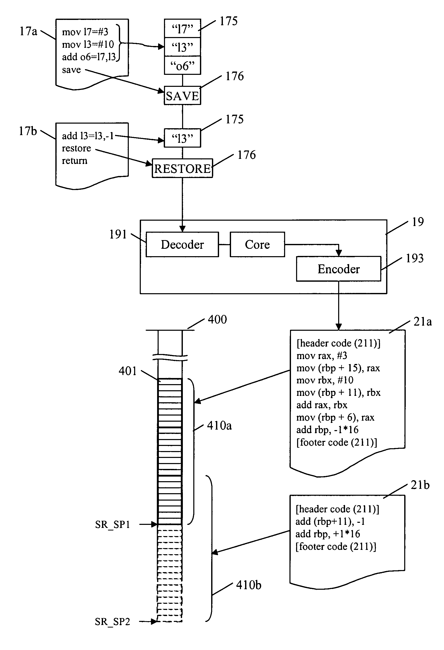 Computer system and method of adapting a computer system to support a register window architecture