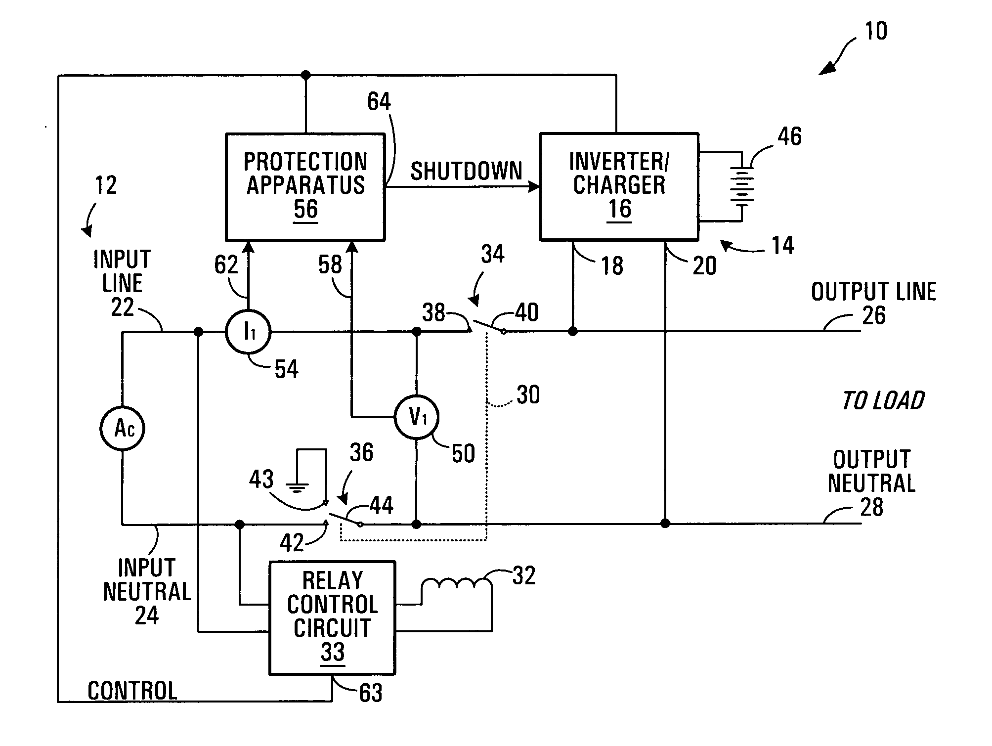 AC power backfeed protection based on voltage