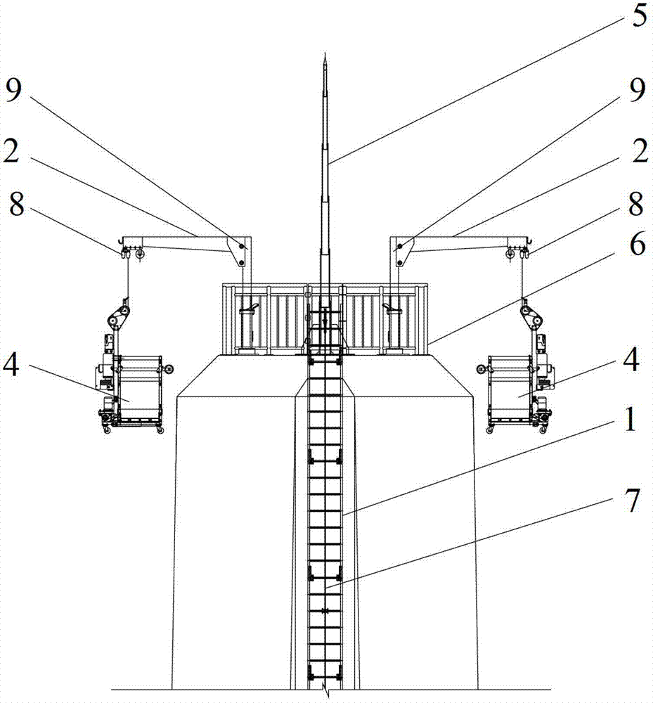 Maintenance system of cable-stayed bridge solid pylon and application of maintenance system