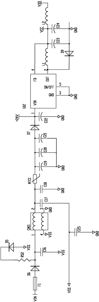 Power source circuit of central air conditioning regional controller