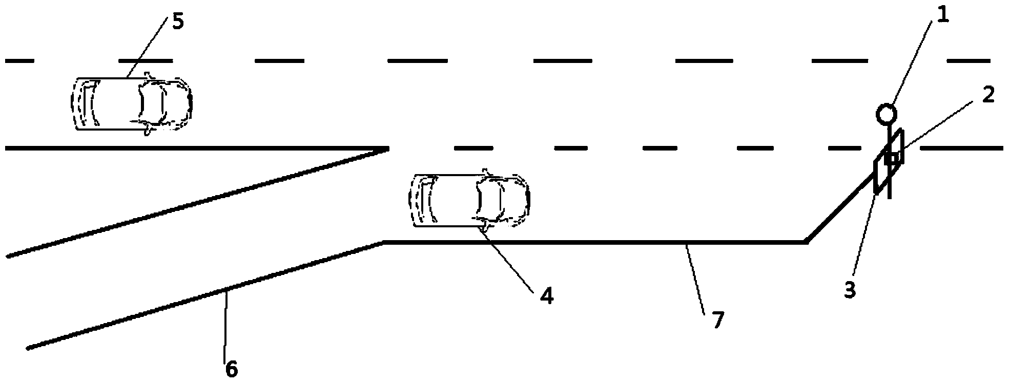 Safety prompt device and prompt method for on-ramp vehicle to merge into main road