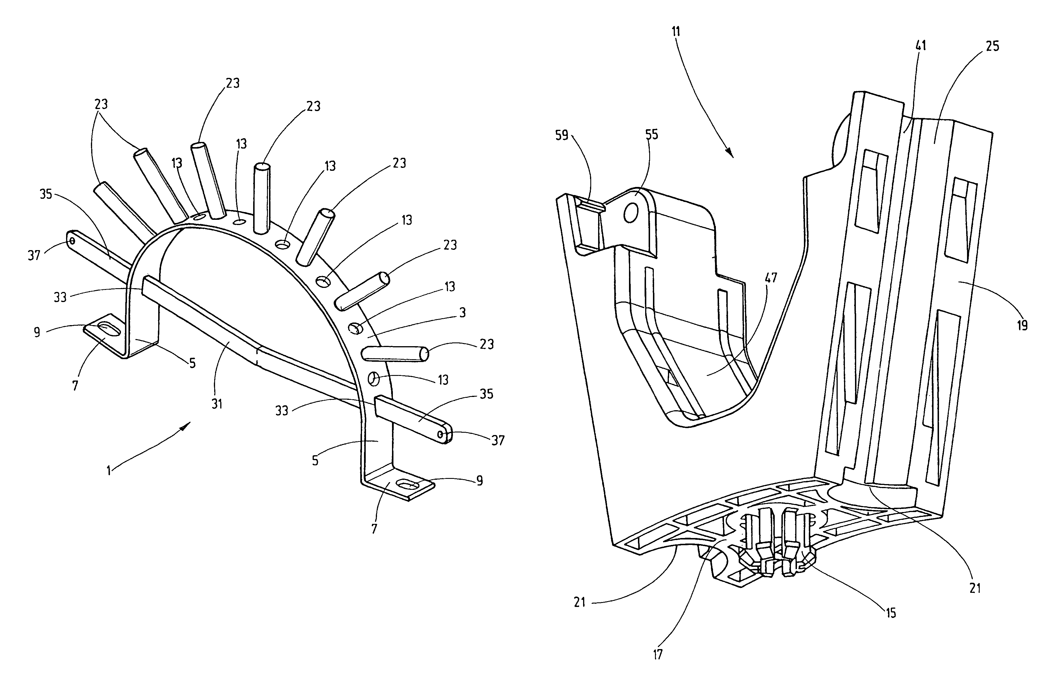 Fixing system for cables, in particular in wind turbines