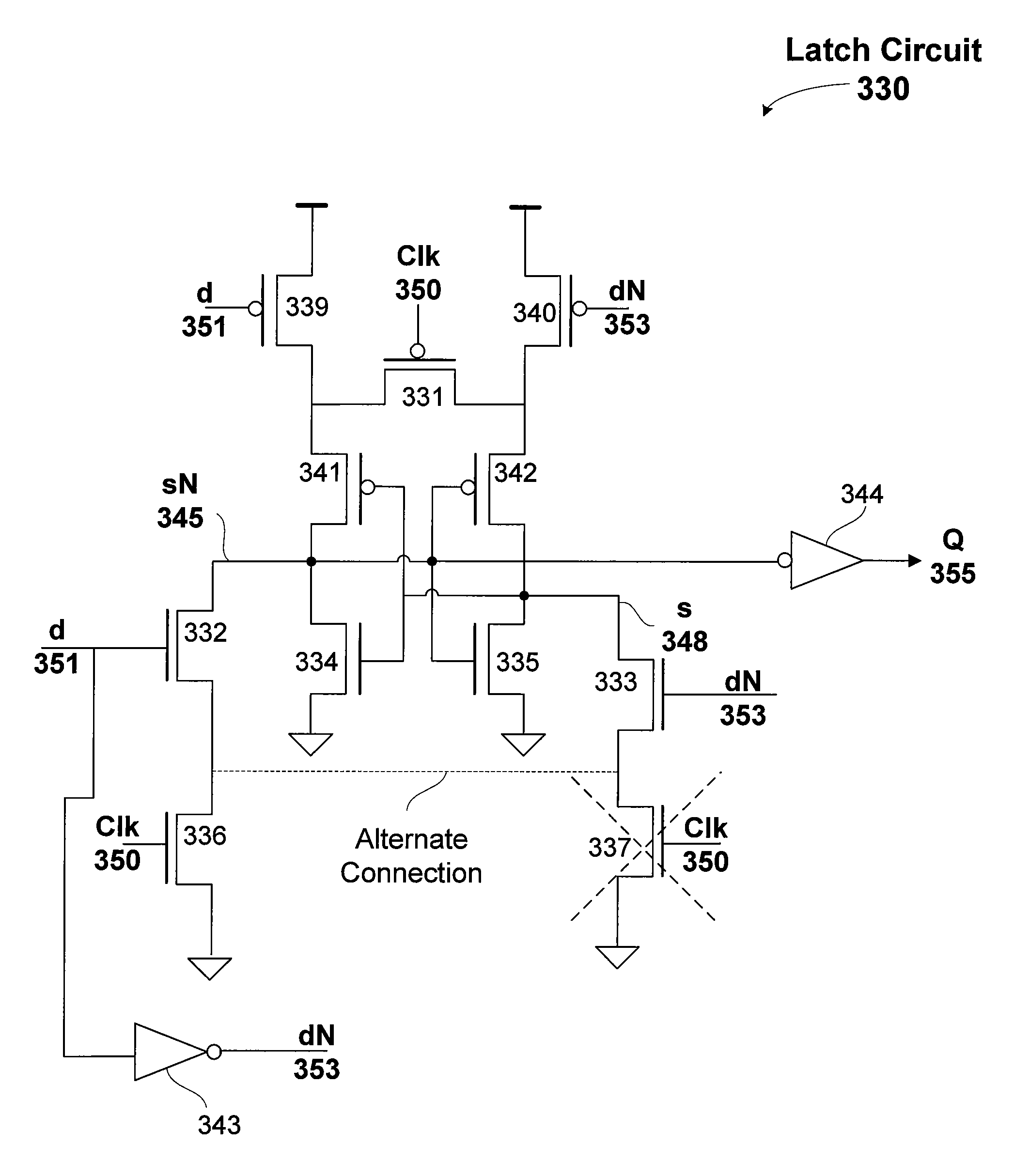 Latch circuit with a bridging device