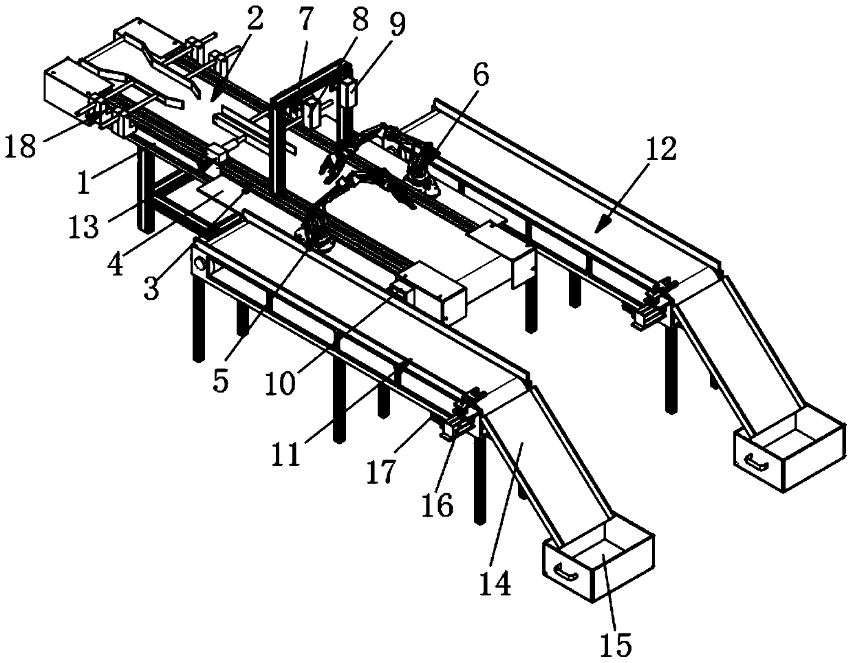 A sorting and sorting device for parts