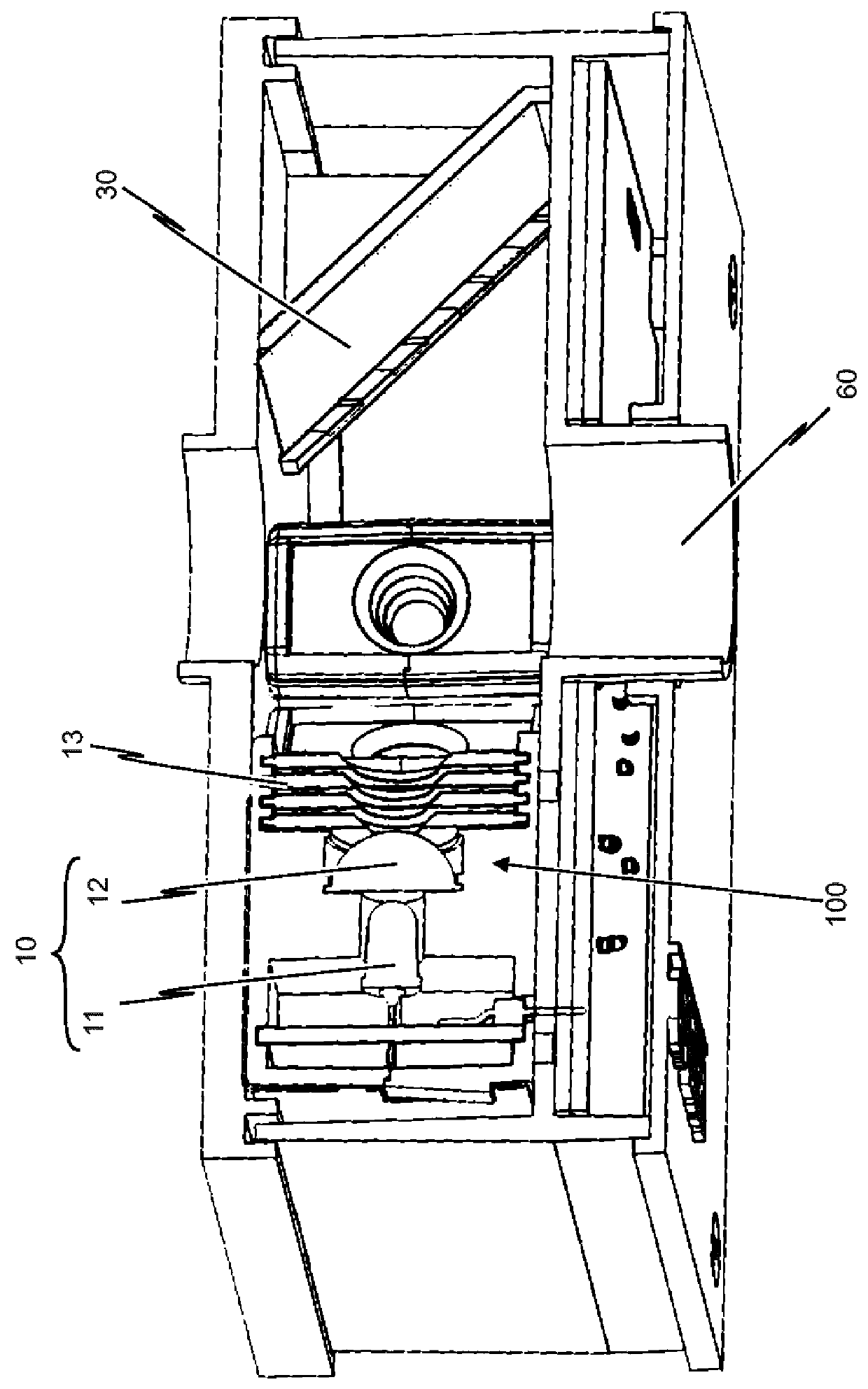 Assembly for attenuating impinging light of a beam of radiation