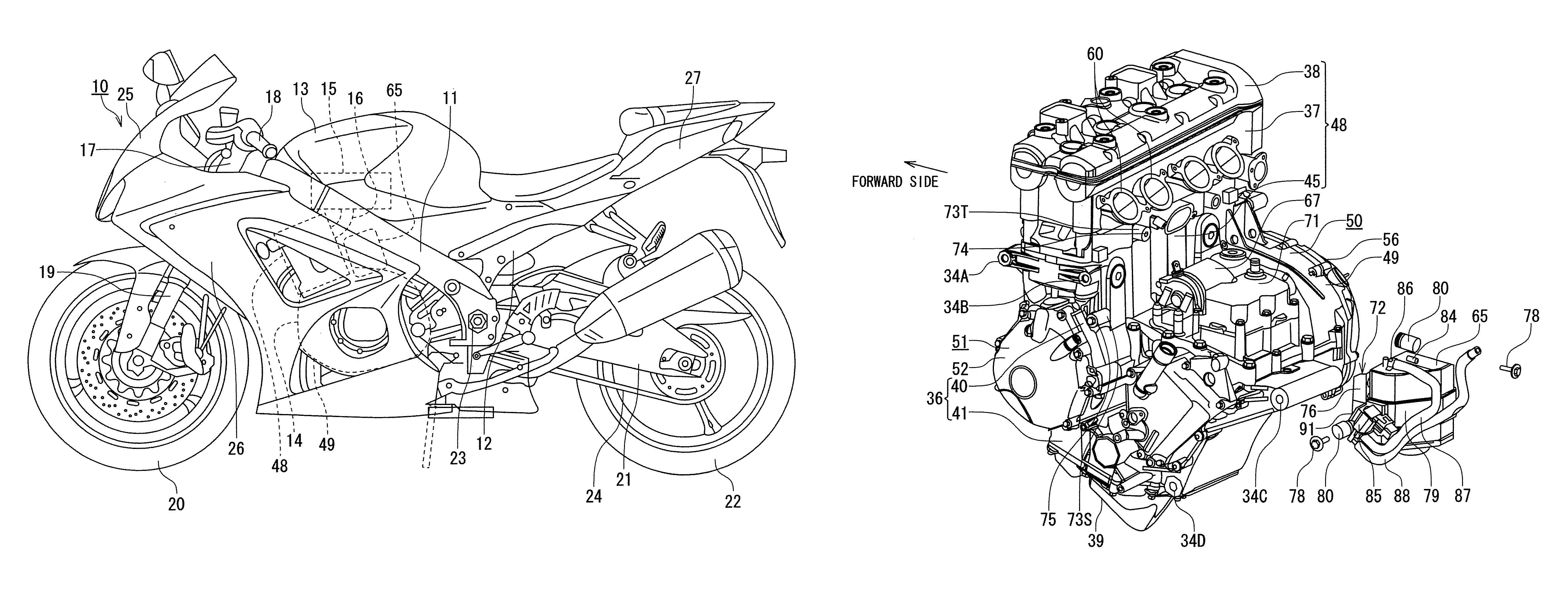 Canister device for motorcycle