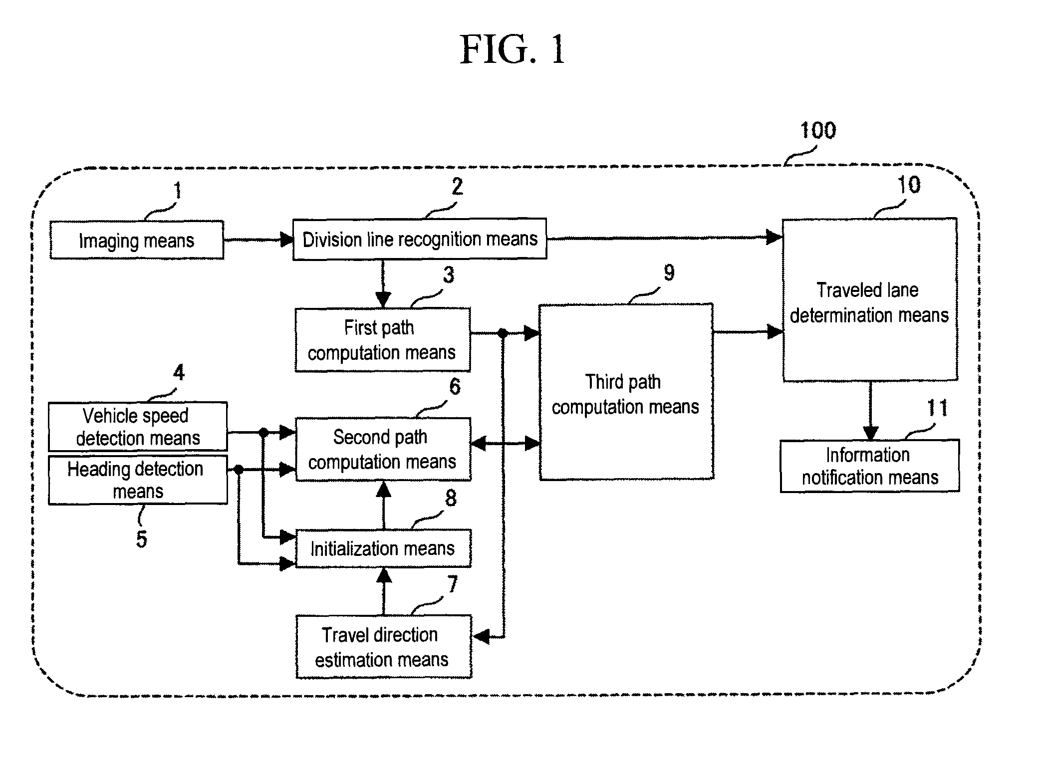Lane determining device and navigation system