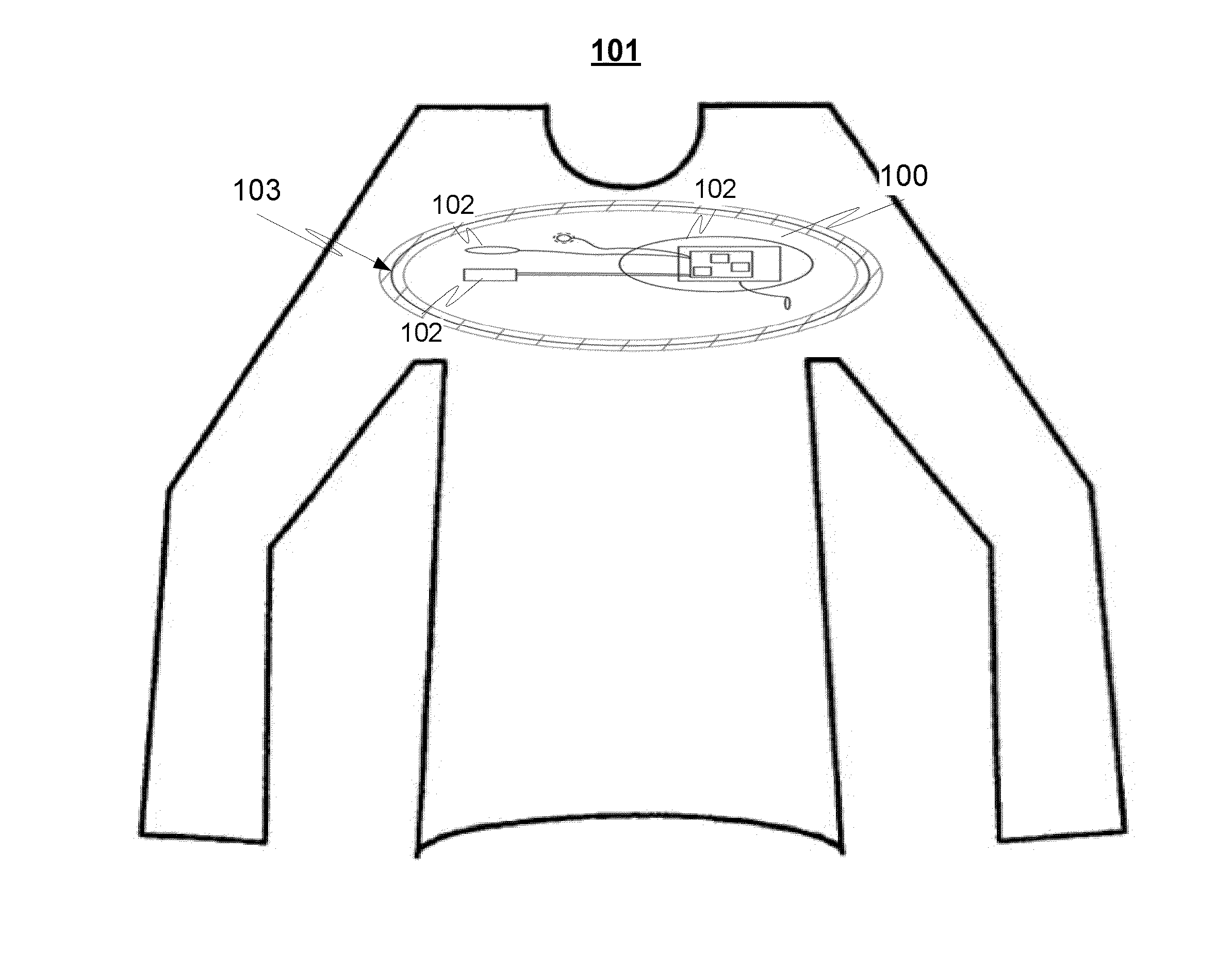 Module installable with a garment, the garment and the method