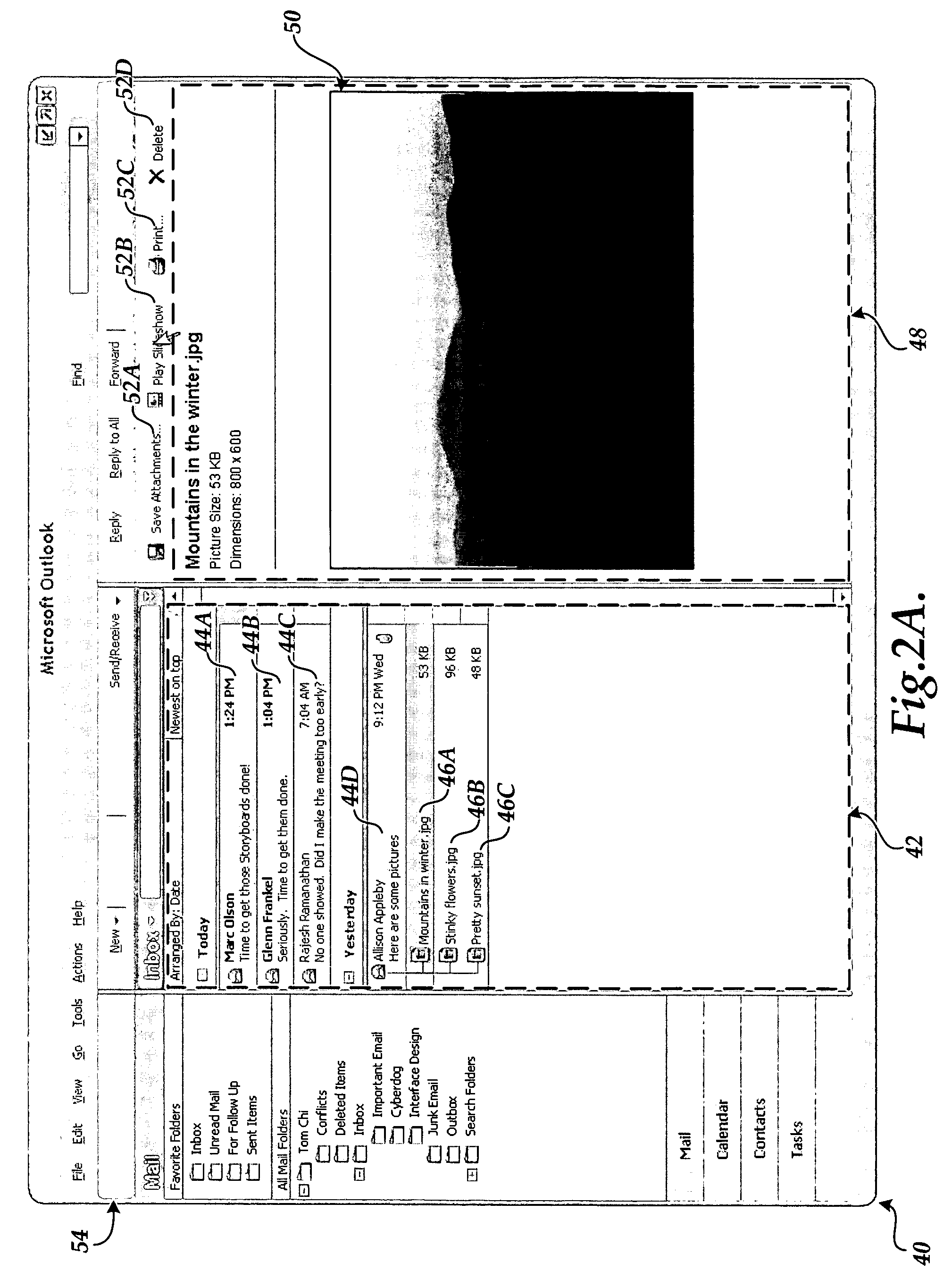 Method and computer-readable medium for navigating between attachments to electronic mail messages
