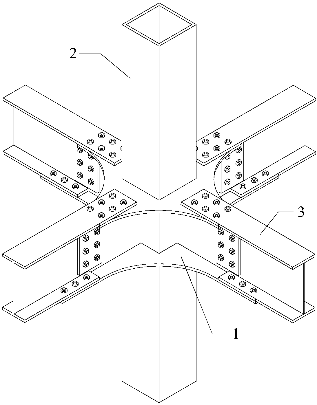 Node structure for steel structure beam column rigid connection, manufacturing method and residential structure system