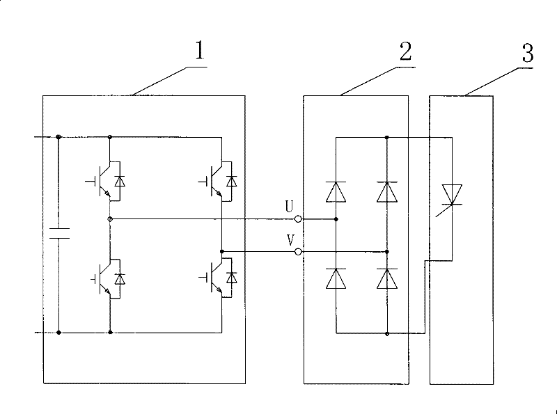 By-pass circuit for DC electric power preset voltage chain form voltage type inverter power unit