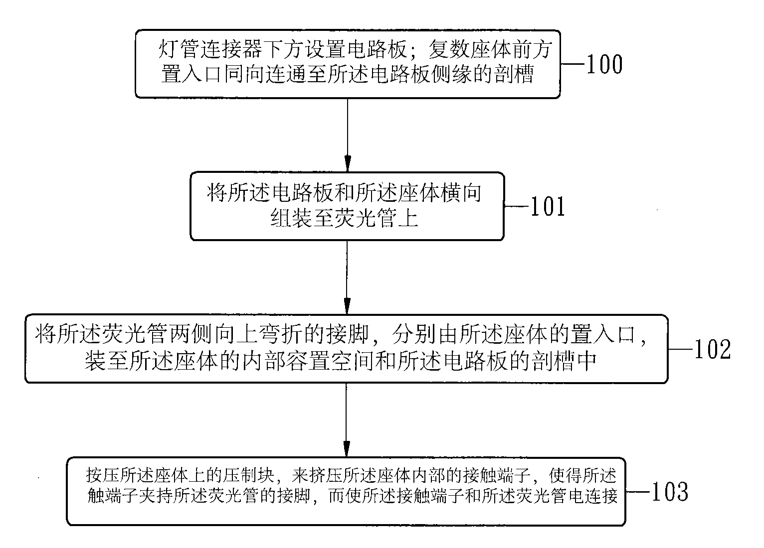 Method for assembling lighting tube connector