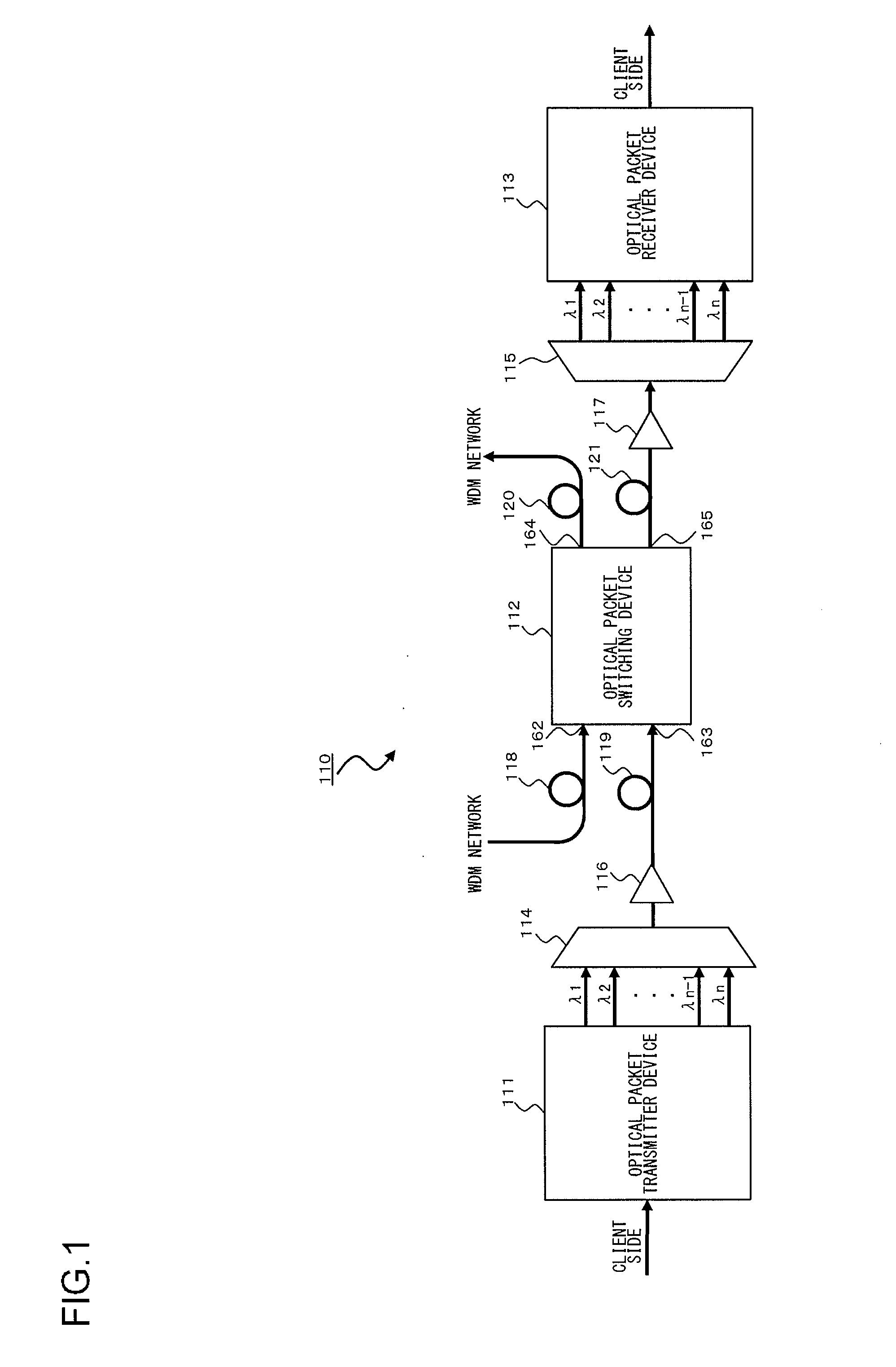 Optical packet switching system and optical packet switching device