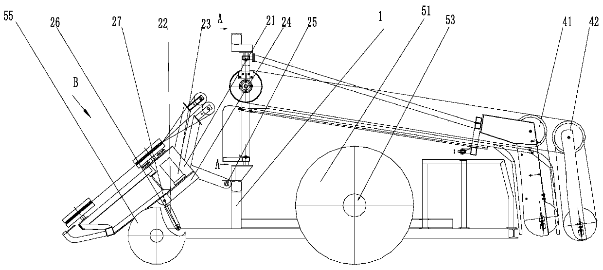 Double-row self-propelled flax extraction machine and hydraulic transmission system thereof
