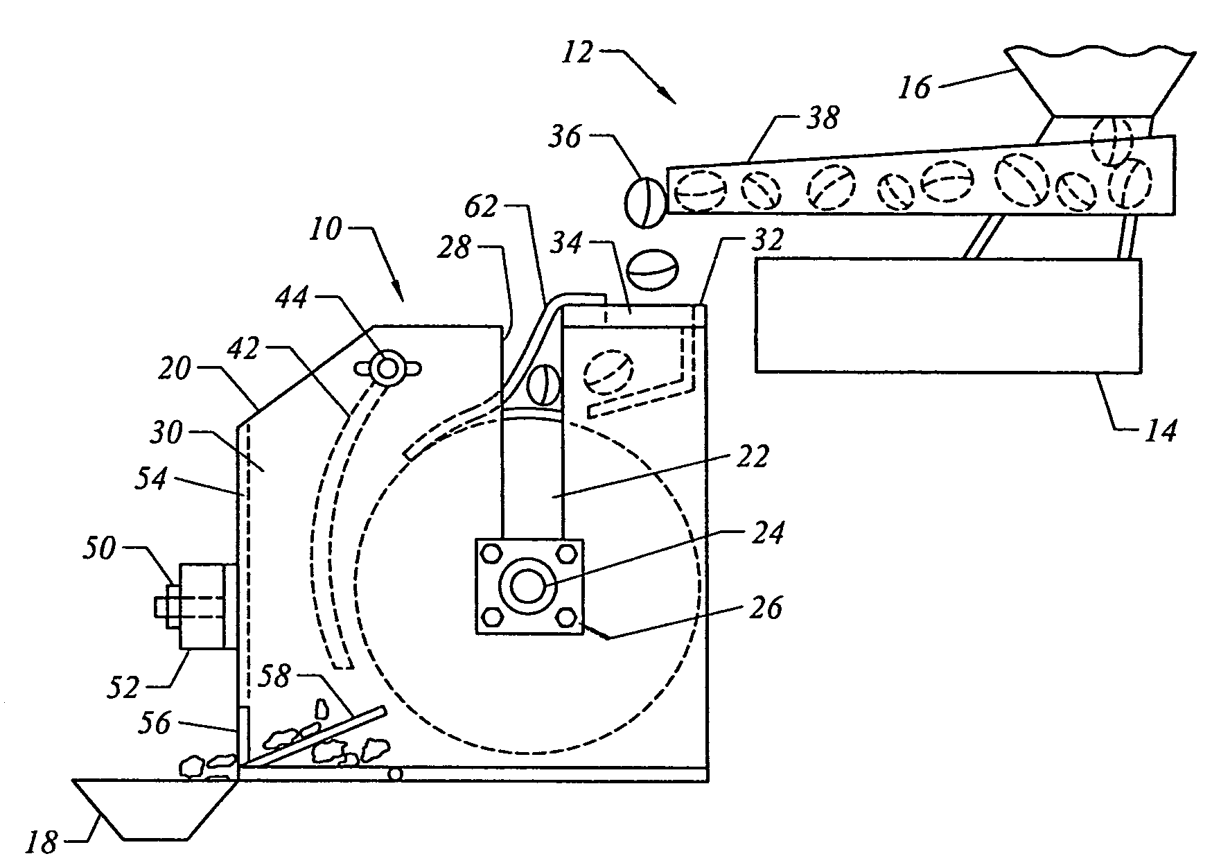 Nut cracking mechanism for variable-sized nuts