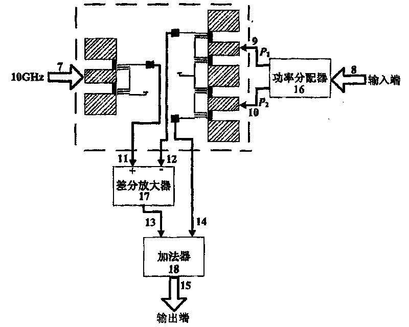Device for detecting micro-electro mechanical microwave frequency response compensate-type microwave power