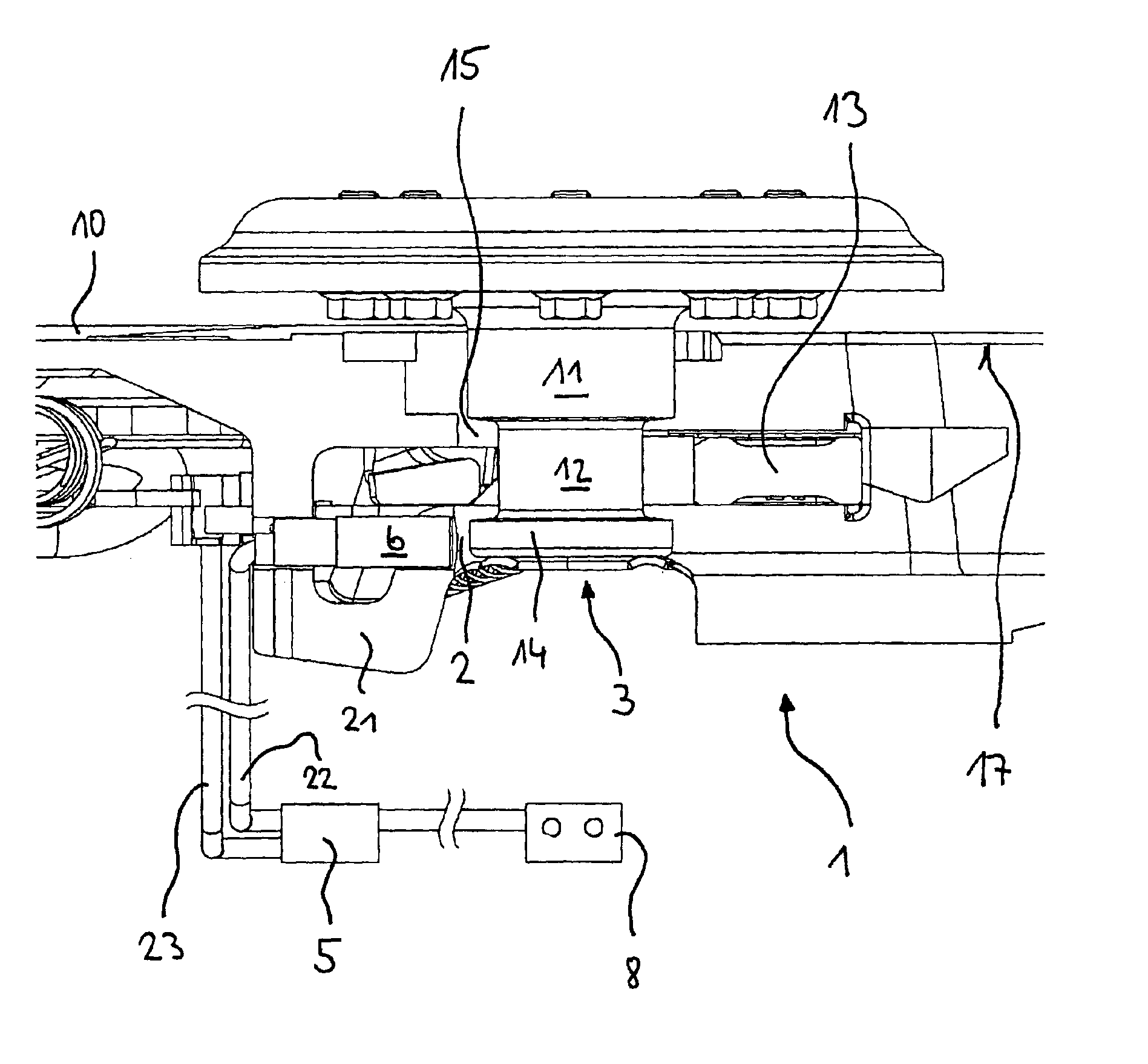 Device for indicating the locking state of a fifth wheel coupling and sensor arrangement