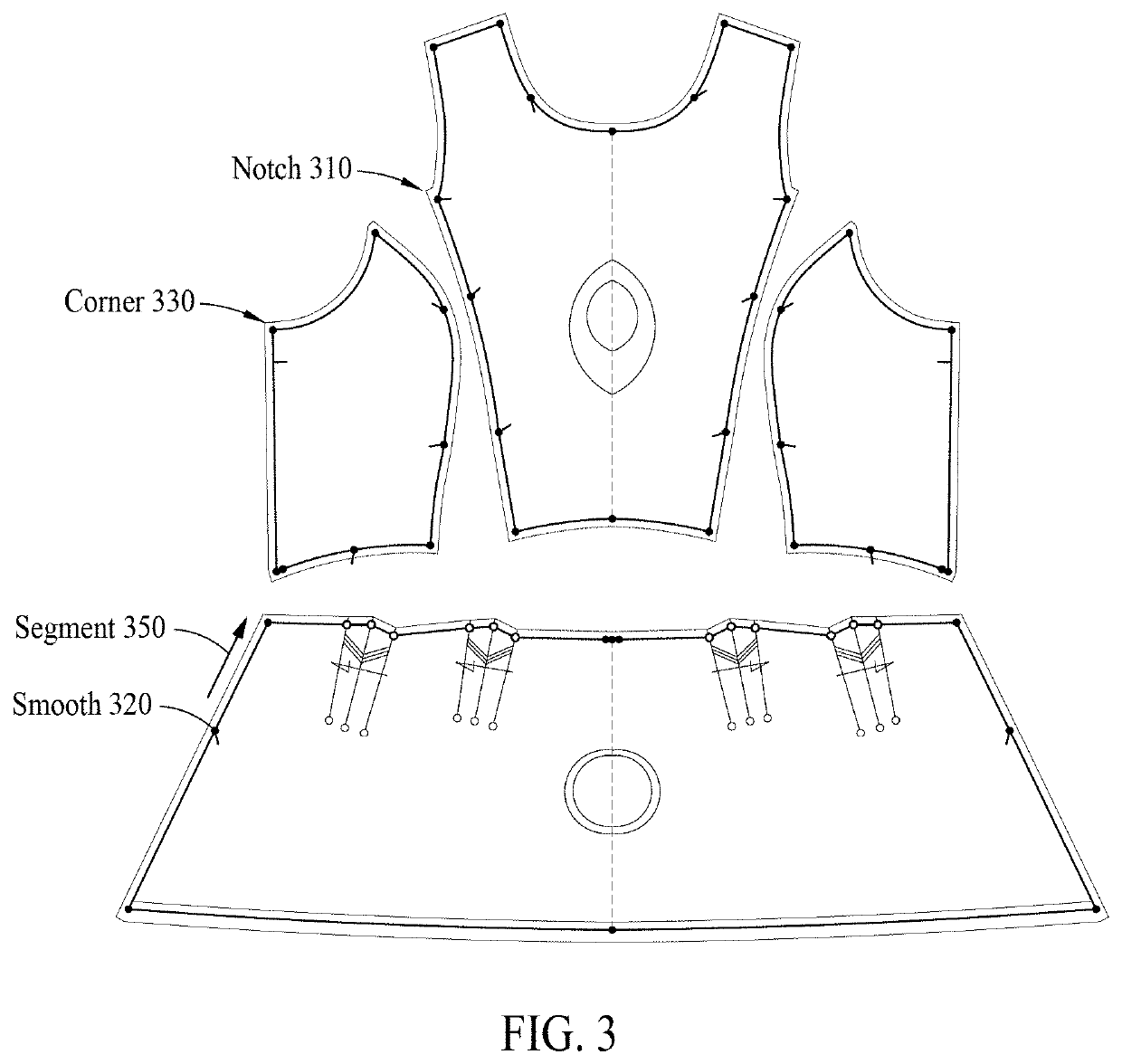 Automatic determination of sewing lines for assemblying pattern pieces of garment