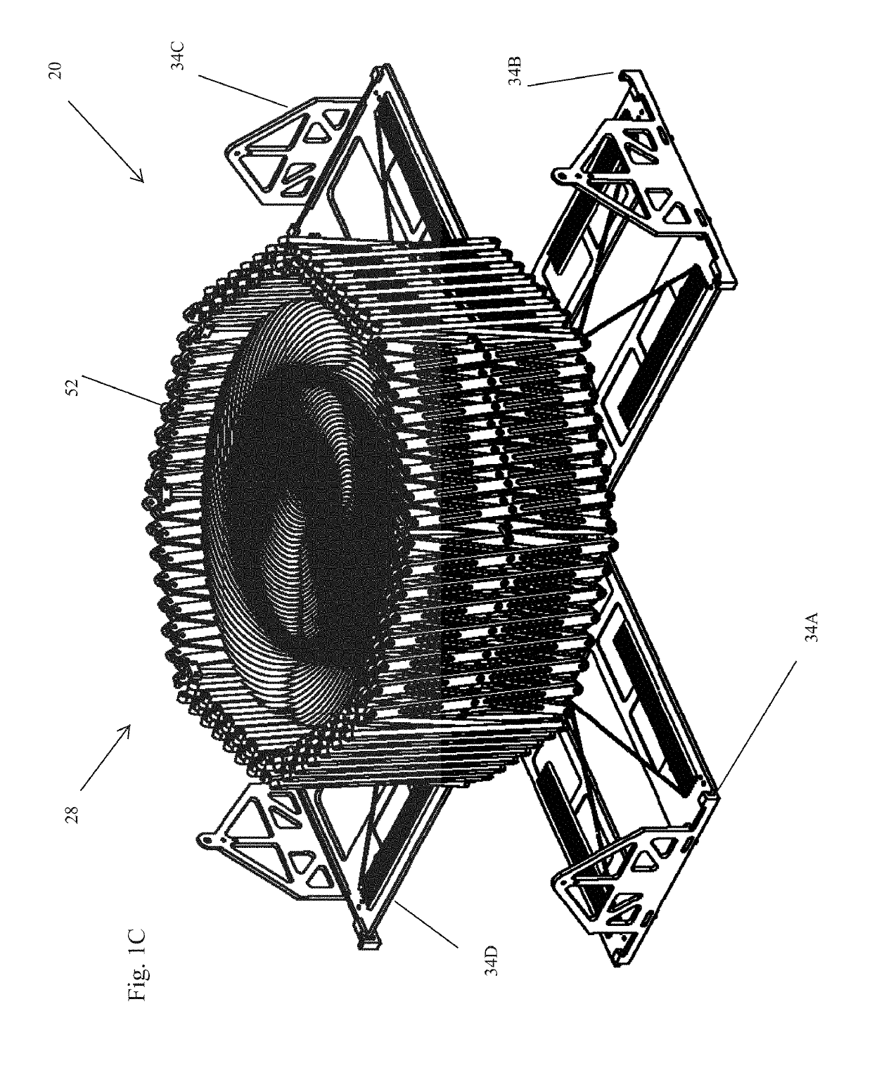 Deployable structure for use in establishing a reflectarray antenna