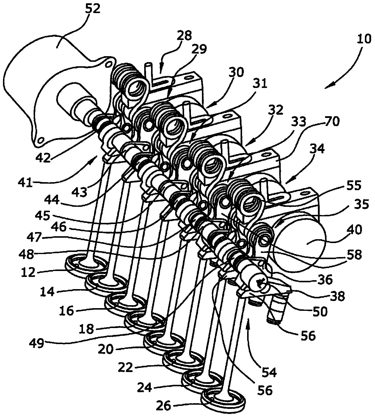 Mechanically controllable valve drive arrangement