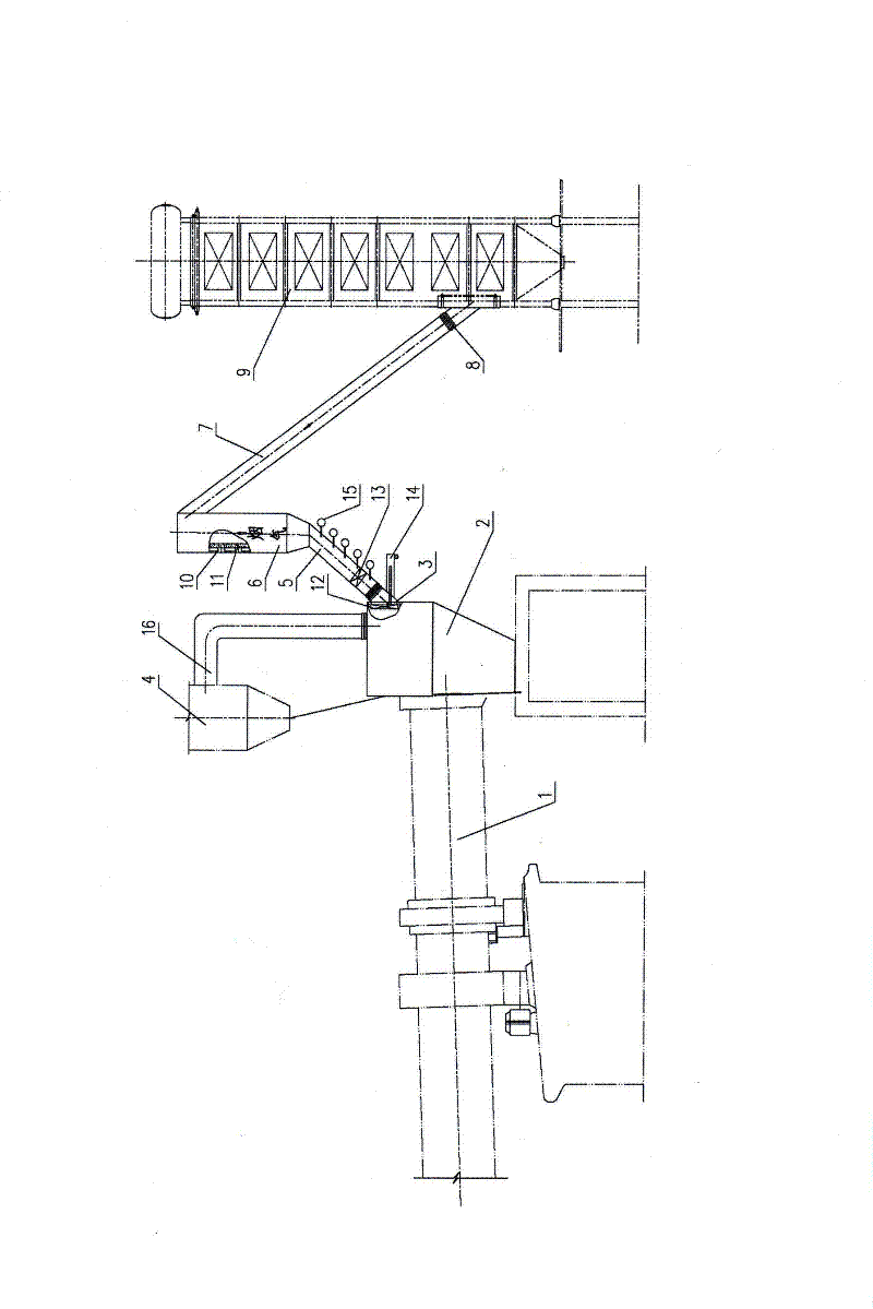 Air intake system for generating power by using cement kiln bypass flue gas waste heat