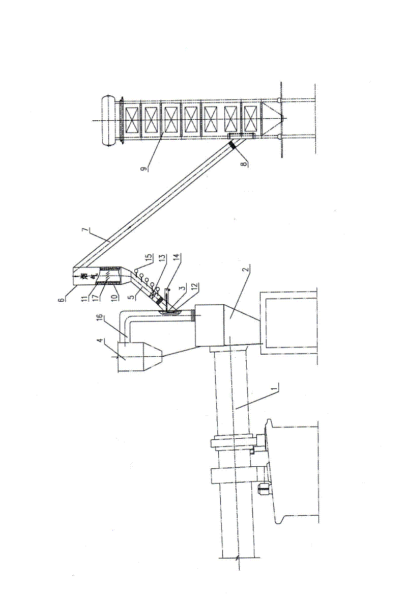 Air intake system for generating power by using cement kiln bypass flue gas waste heat
