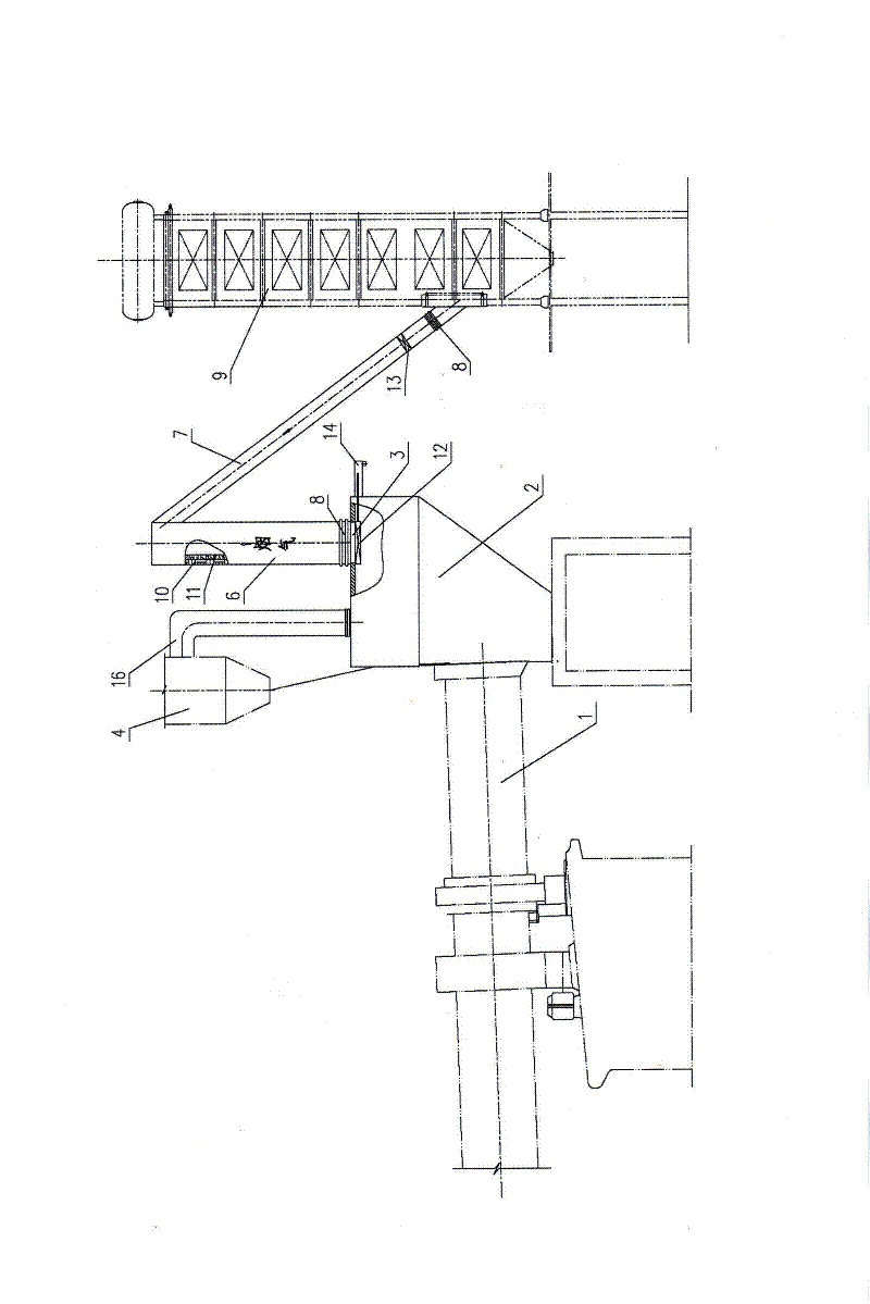 Air intake system for generating power by using cement kiln bypass flue gas waste heat