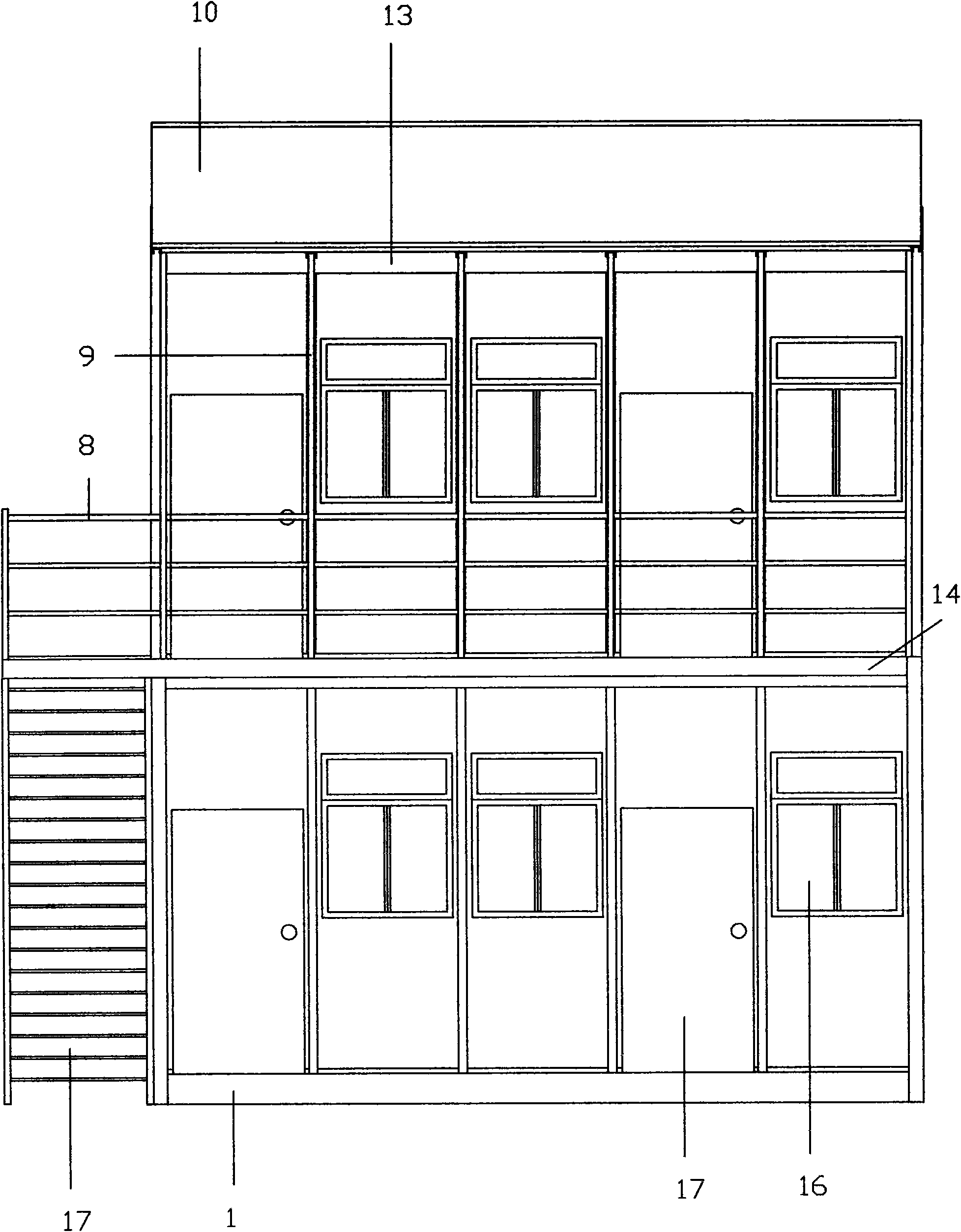 Bridge cutoff type integrated house and installation method thereof