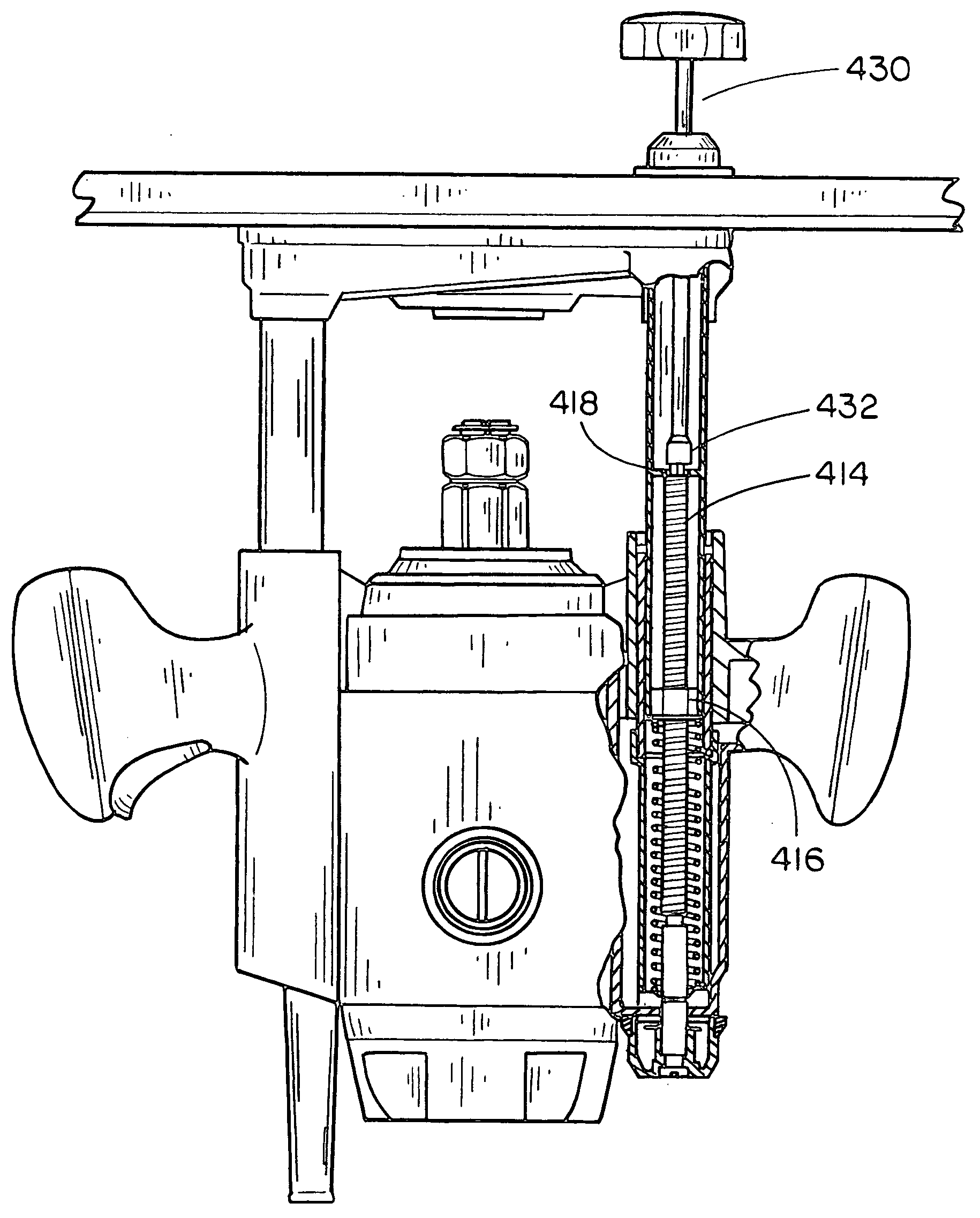 Router plunge depth adjustment mechanism