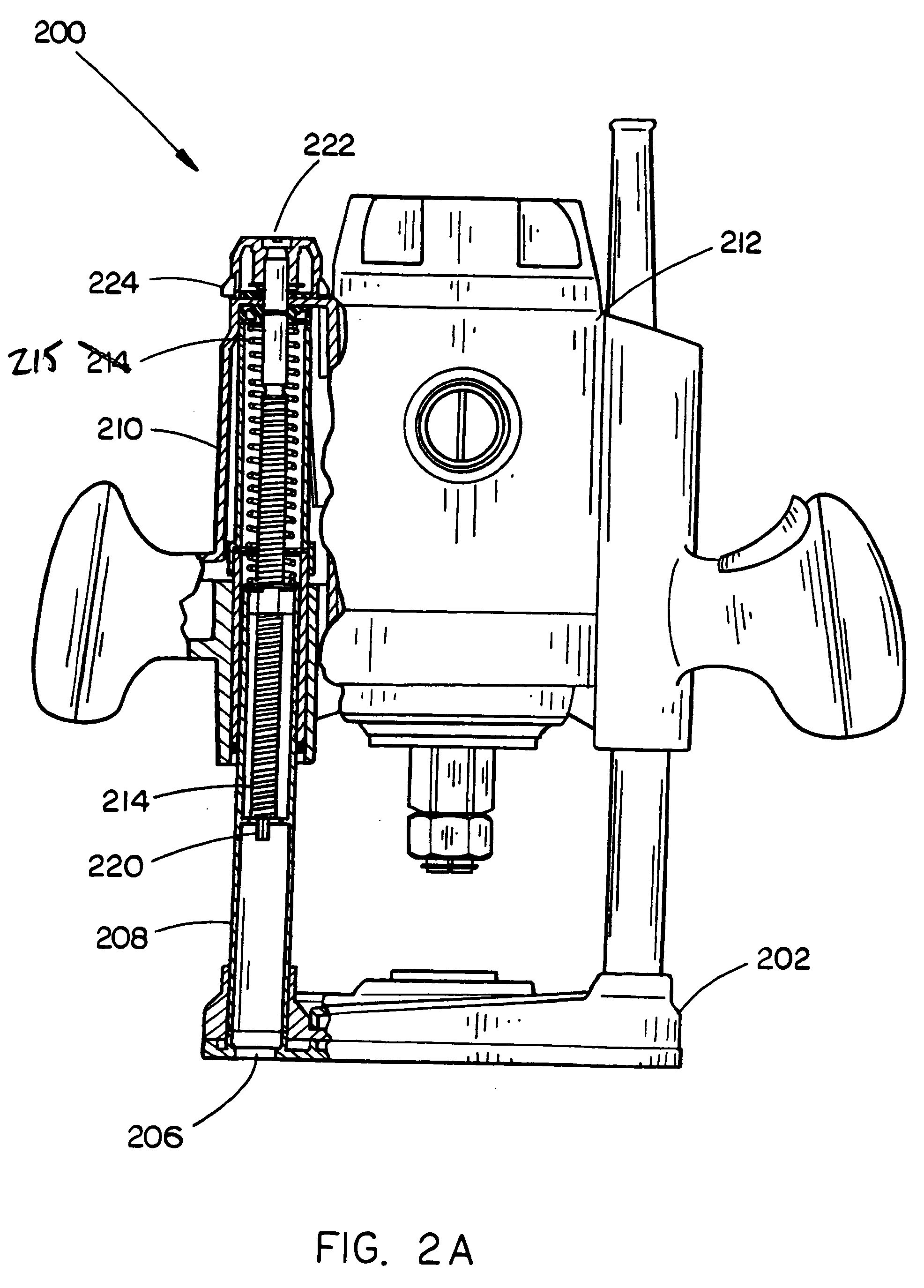 Router plunge depth adjustment mechanism