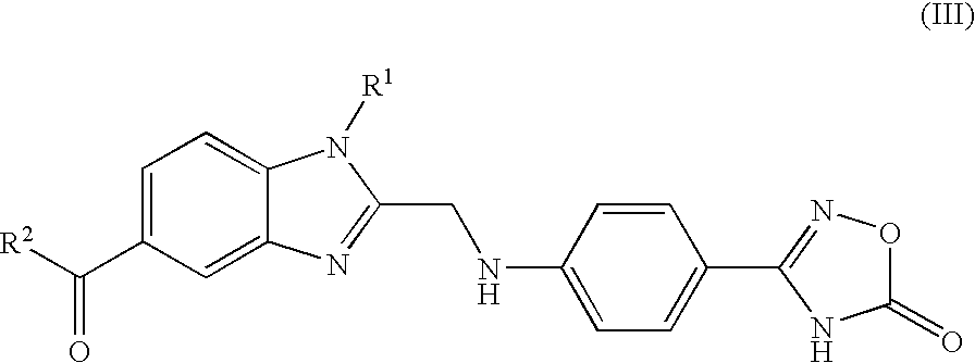 Process for the preparation of 4-(benzimidazolylmethylamino)-benzamides and the salts thereof