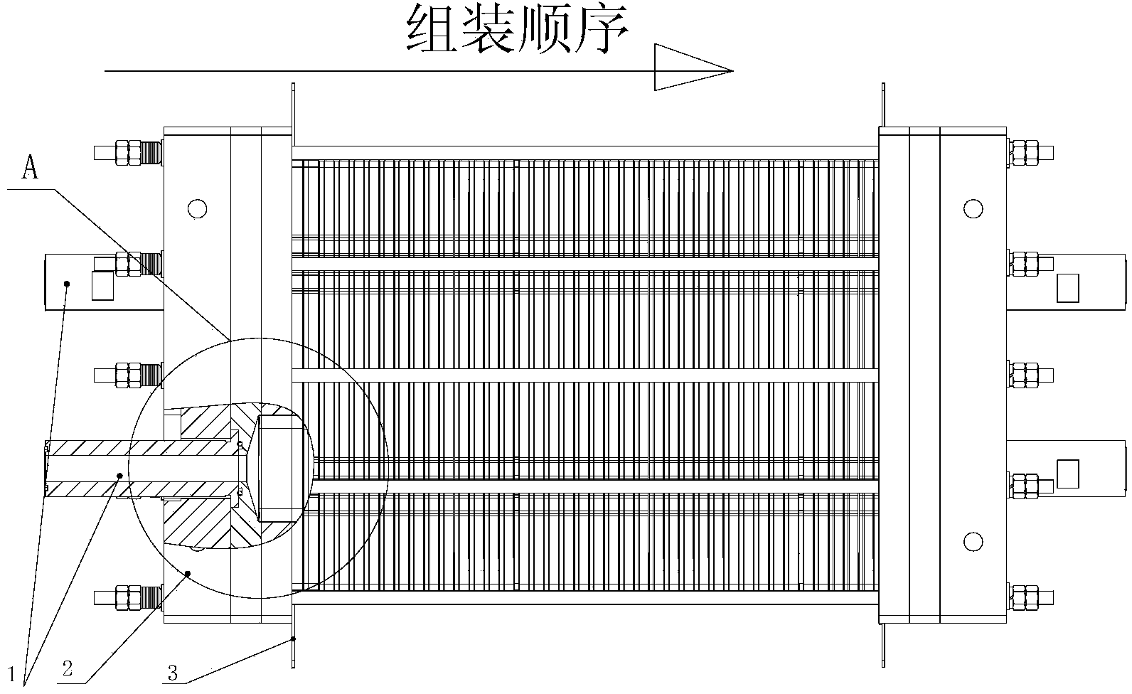 Liquid phase flow battery pile of Fe/Cr system