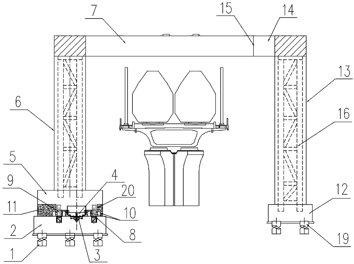 Swivel construction frame type pier and construction method thereof