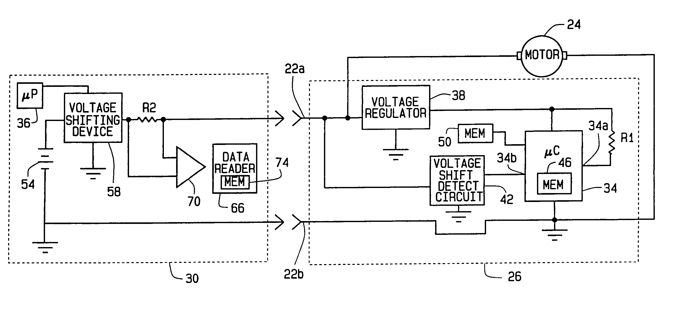 System and method for communicating over power terminals in DC tools