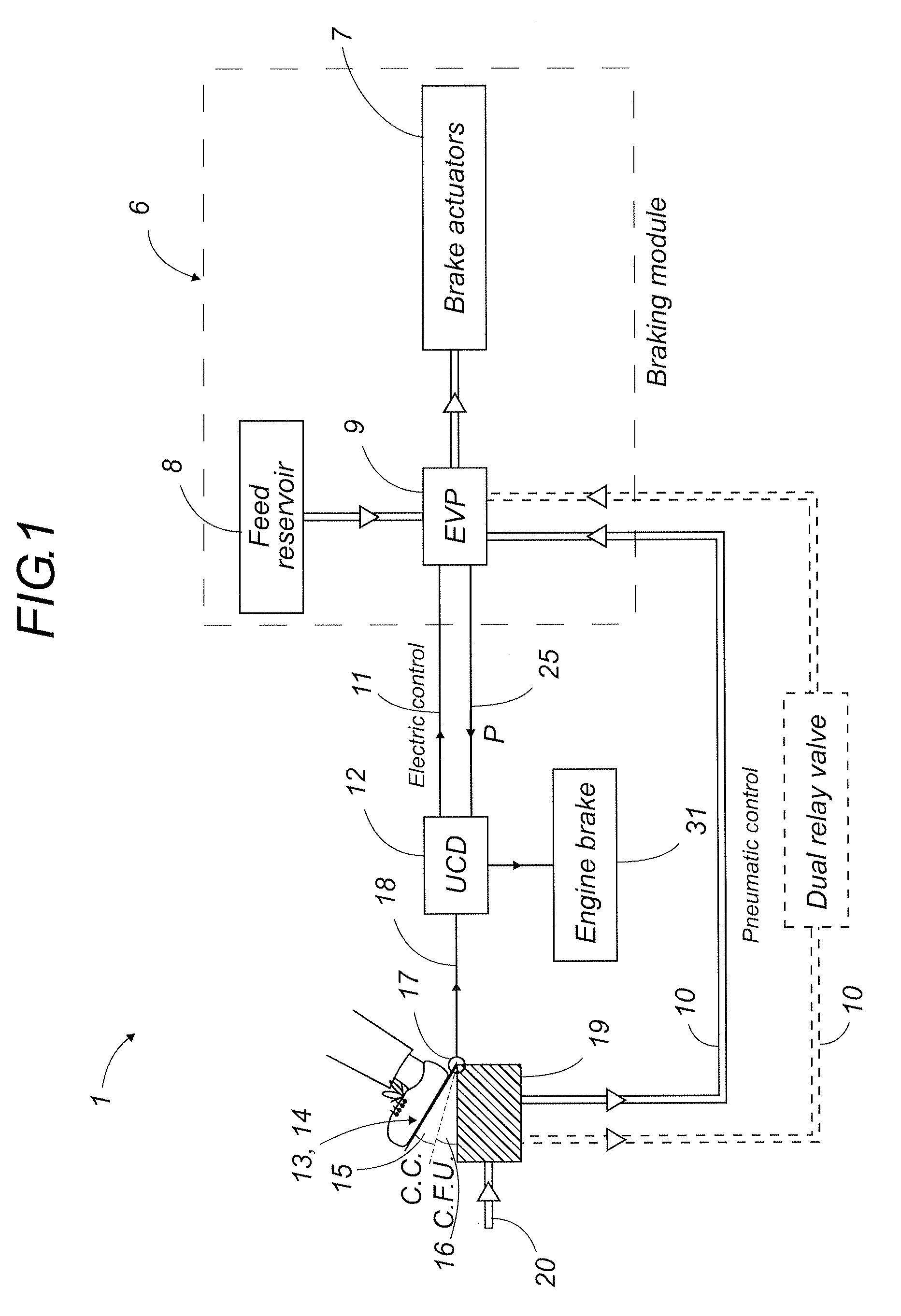 Two-stage electromechanically controlled braking system for a multiaxle road vehicles