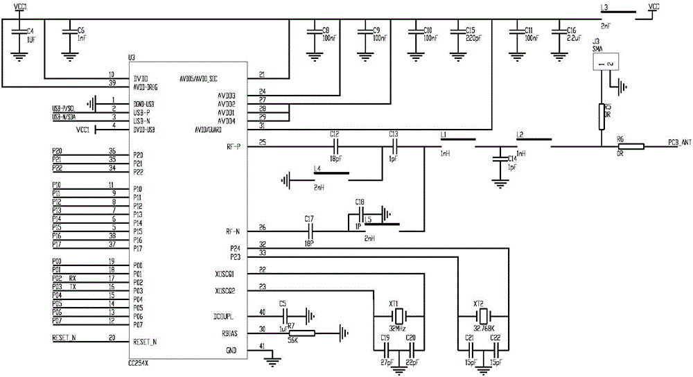 Indoor air-quality real-time on-line monitoring circuit based on bluetooth