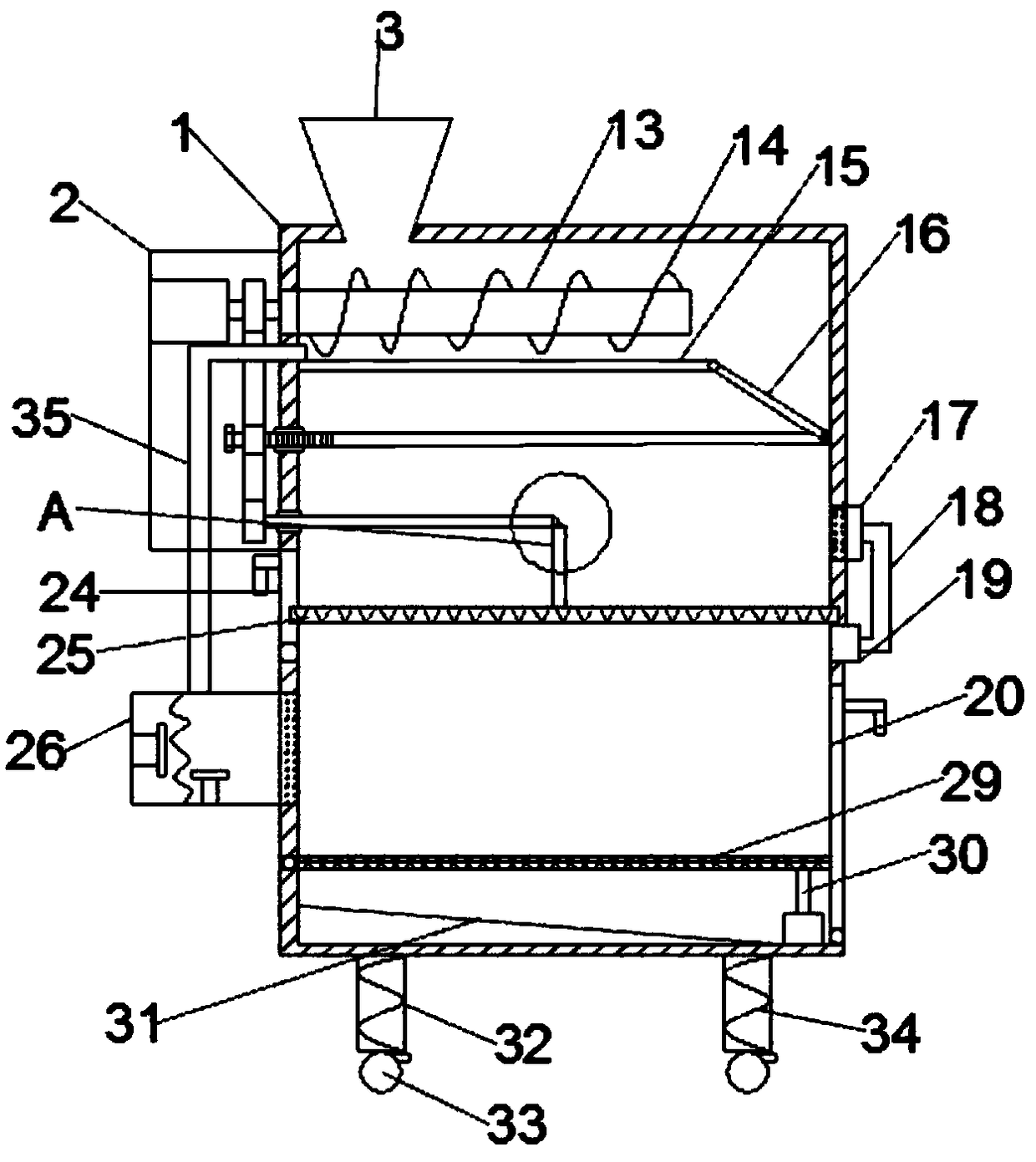 Drying and screening device for agricultural cereals