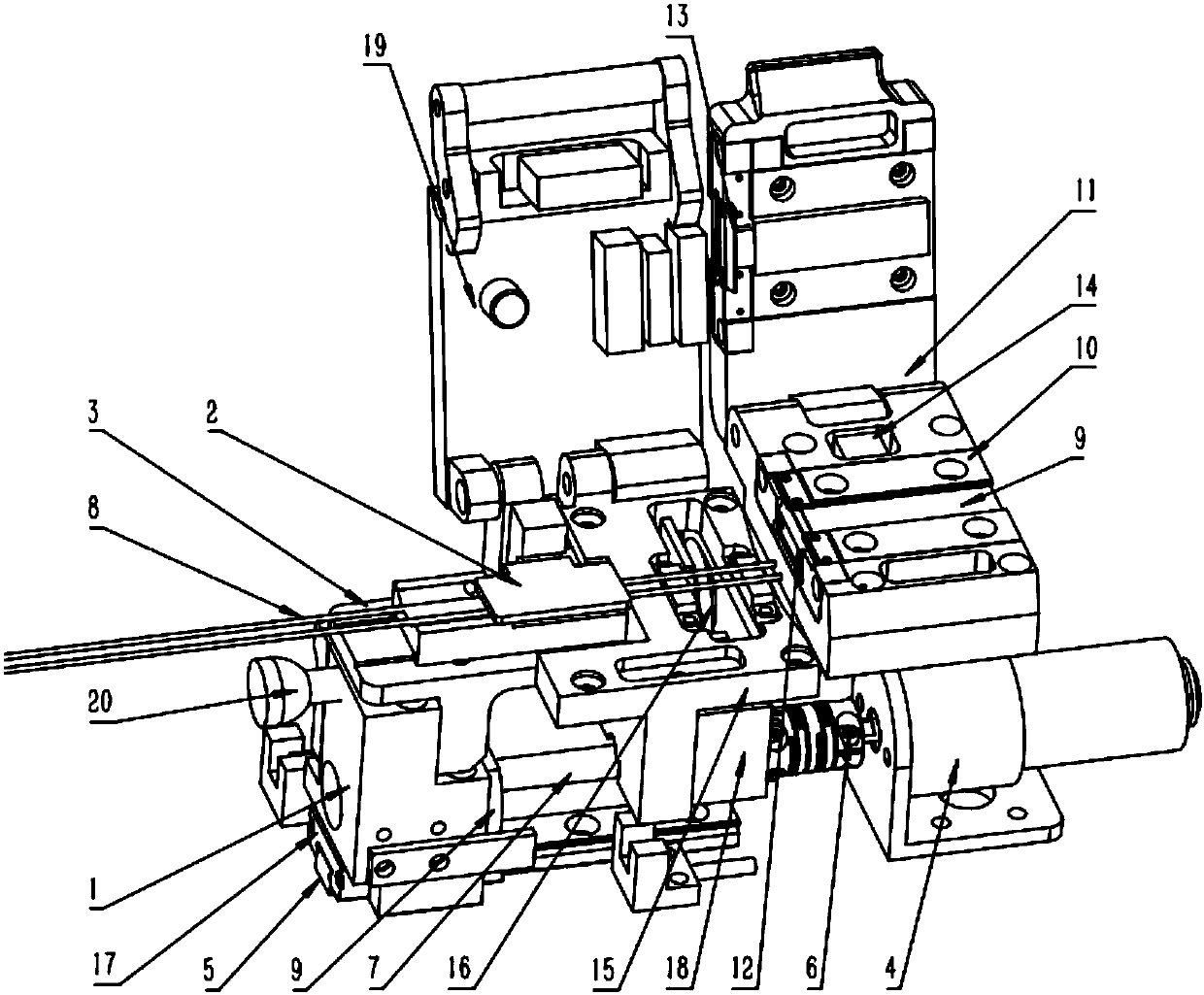 Automatic strip cutting machine of multiple optical fibers