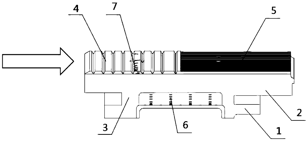 Non-uniform transverse longitudinal groove turbine outer ring structure