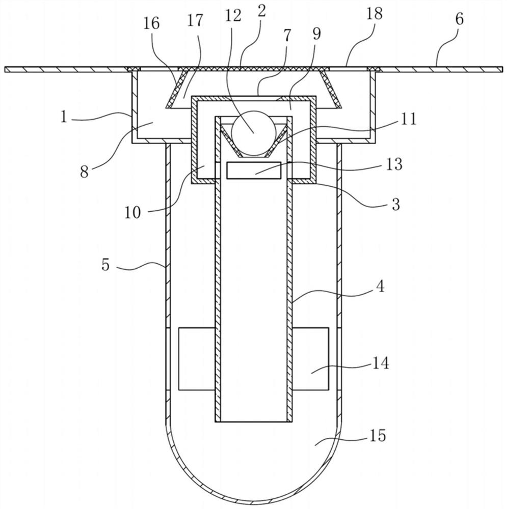 A large-flow floating ball floor drain