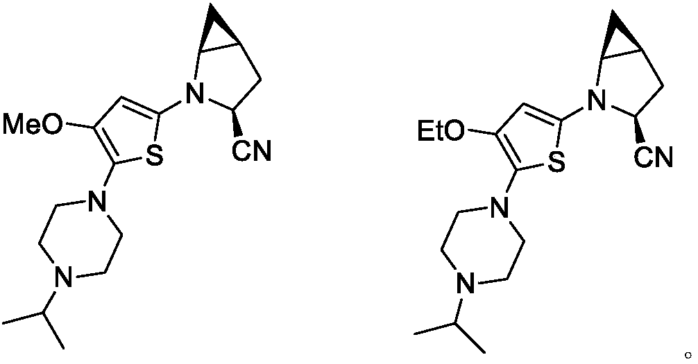 Bicyclic nitrile compounds containing piperazinane oxythiophene structure, and preparation method and application thereof